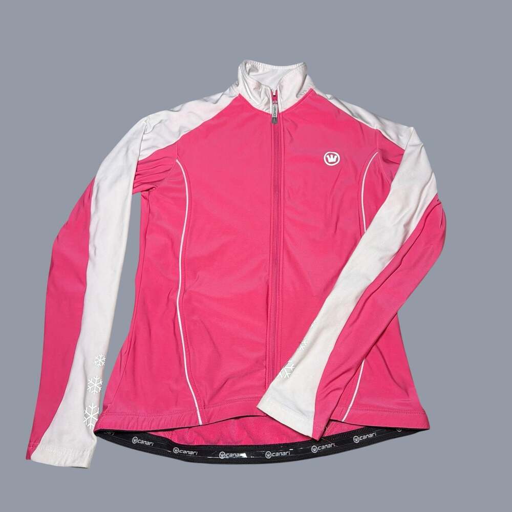 Canari Women's Full Zip Long Sleeve Cycling Jacket Pink White Size M